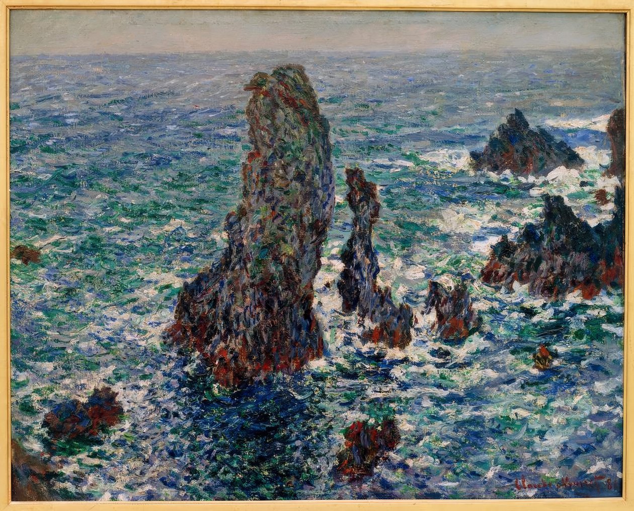 Pyramiderna i Port-Coton, vilda hav av Claude Monet