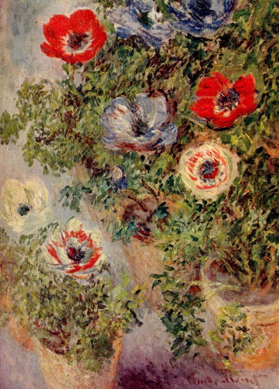 Stilleben mit Anemonen av Claude Monet