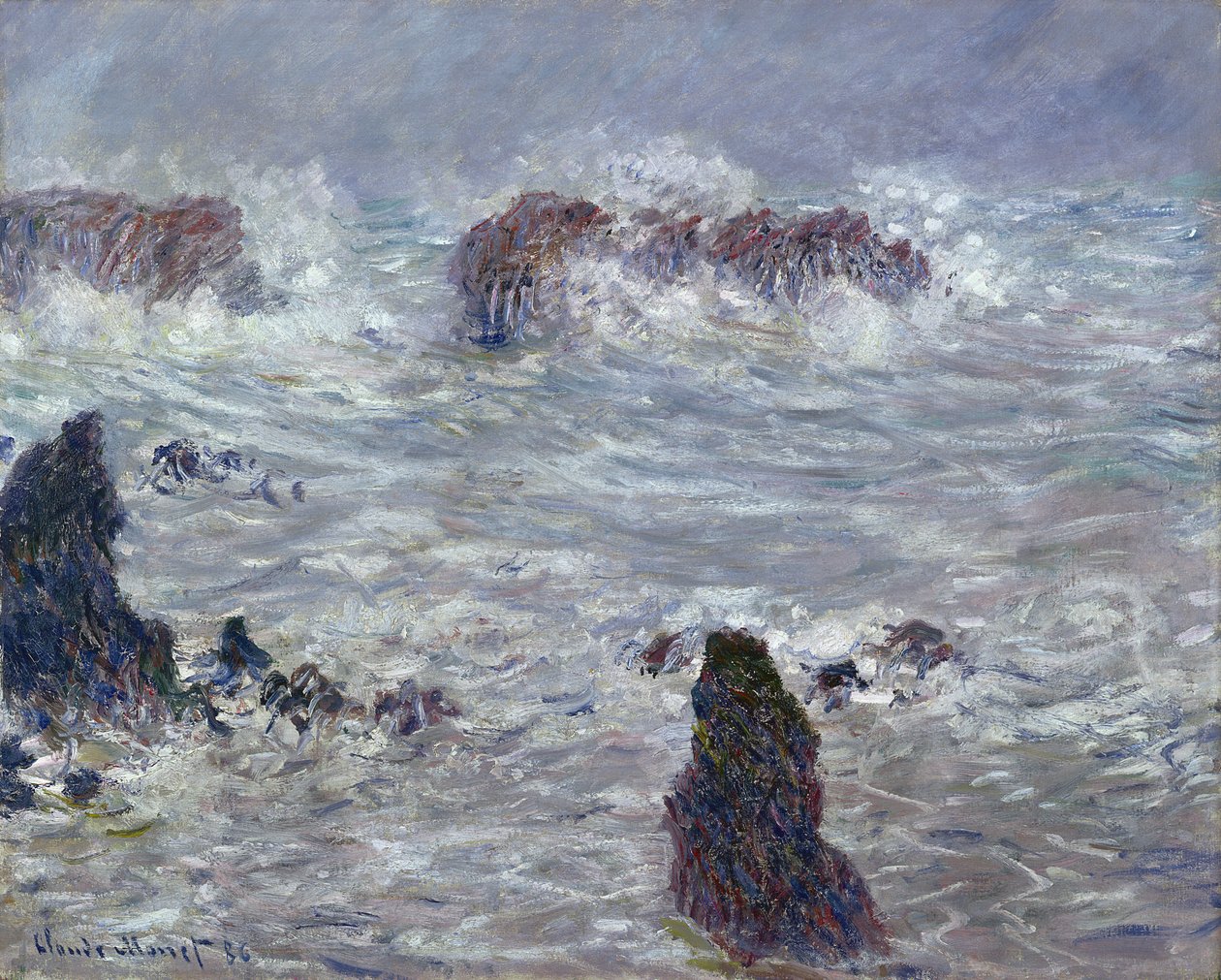 Storm, utanför Belle-Iles kust, 1886 av Claude Monet
