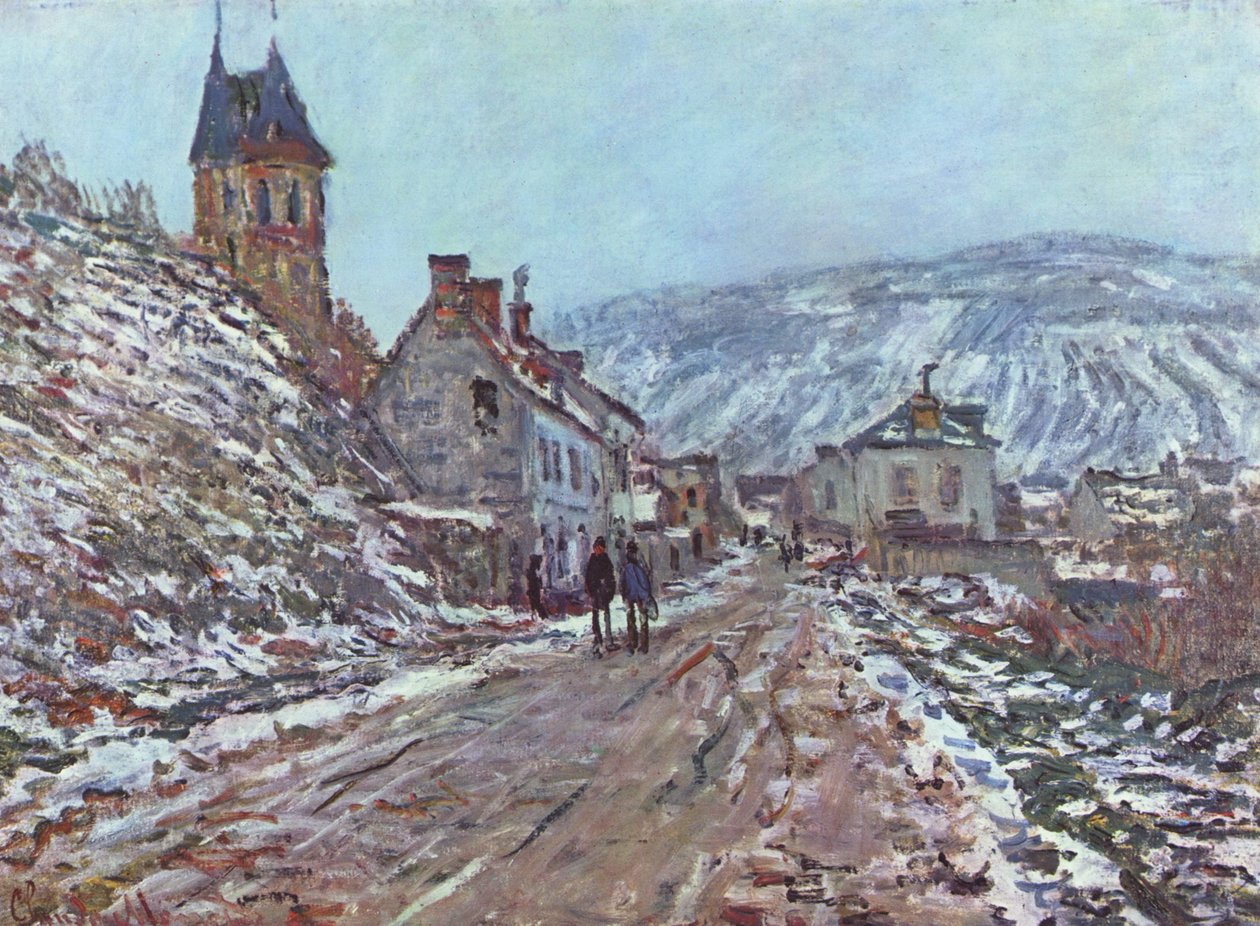 Straße nach Vétheuil im Winter av Claude Monet