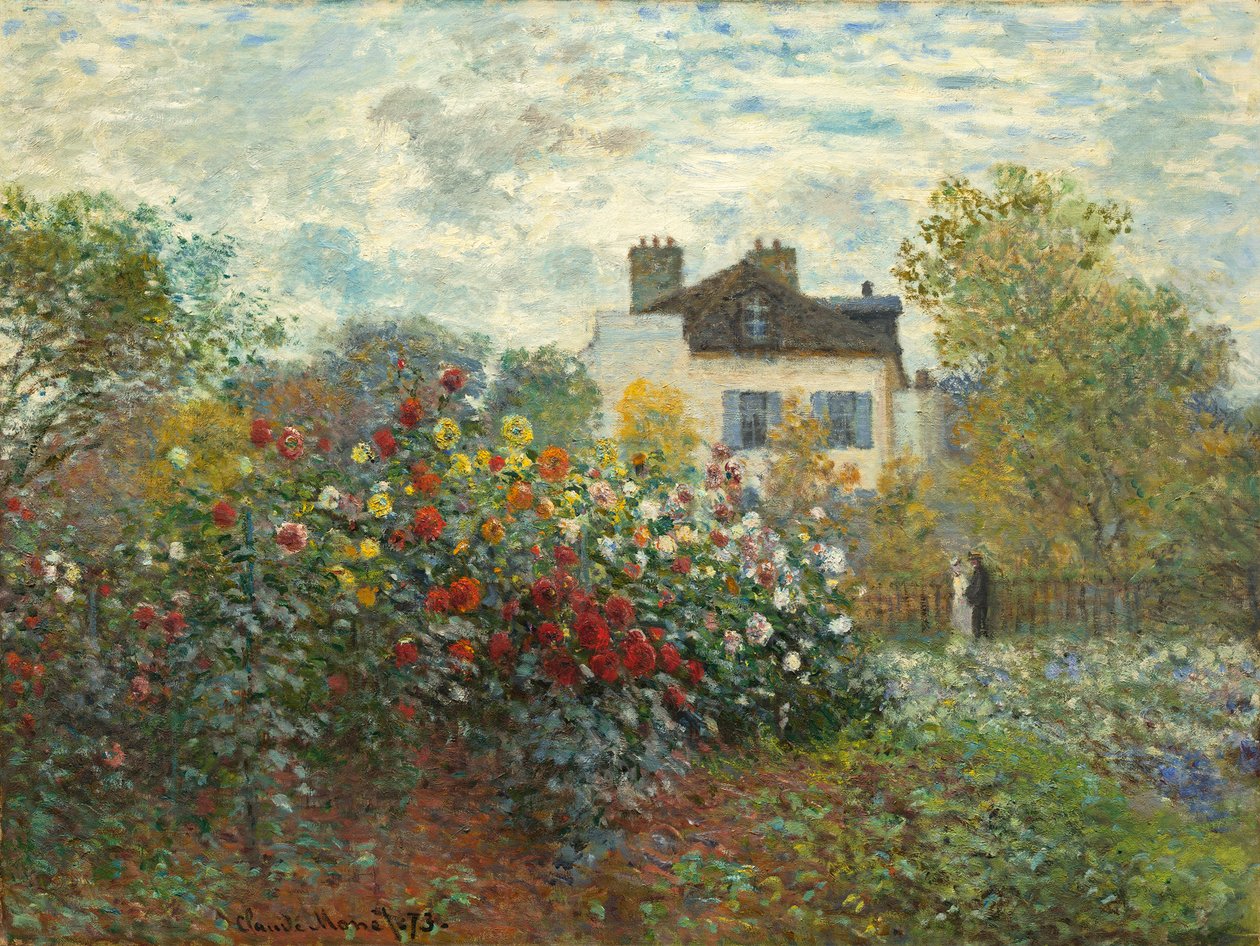 Konstnärens trädgård i Argenteuil (Ett hörn av trädgården med dahlior), 1873 av Claude Monet