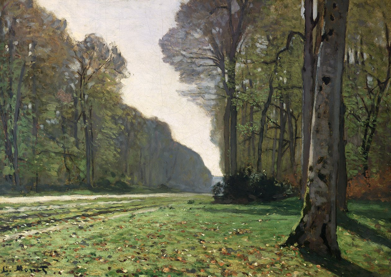 Vägen till Bas-Breau, Fontainebleau (Le Pave de Chailly), ca 1865 av Claude Monet