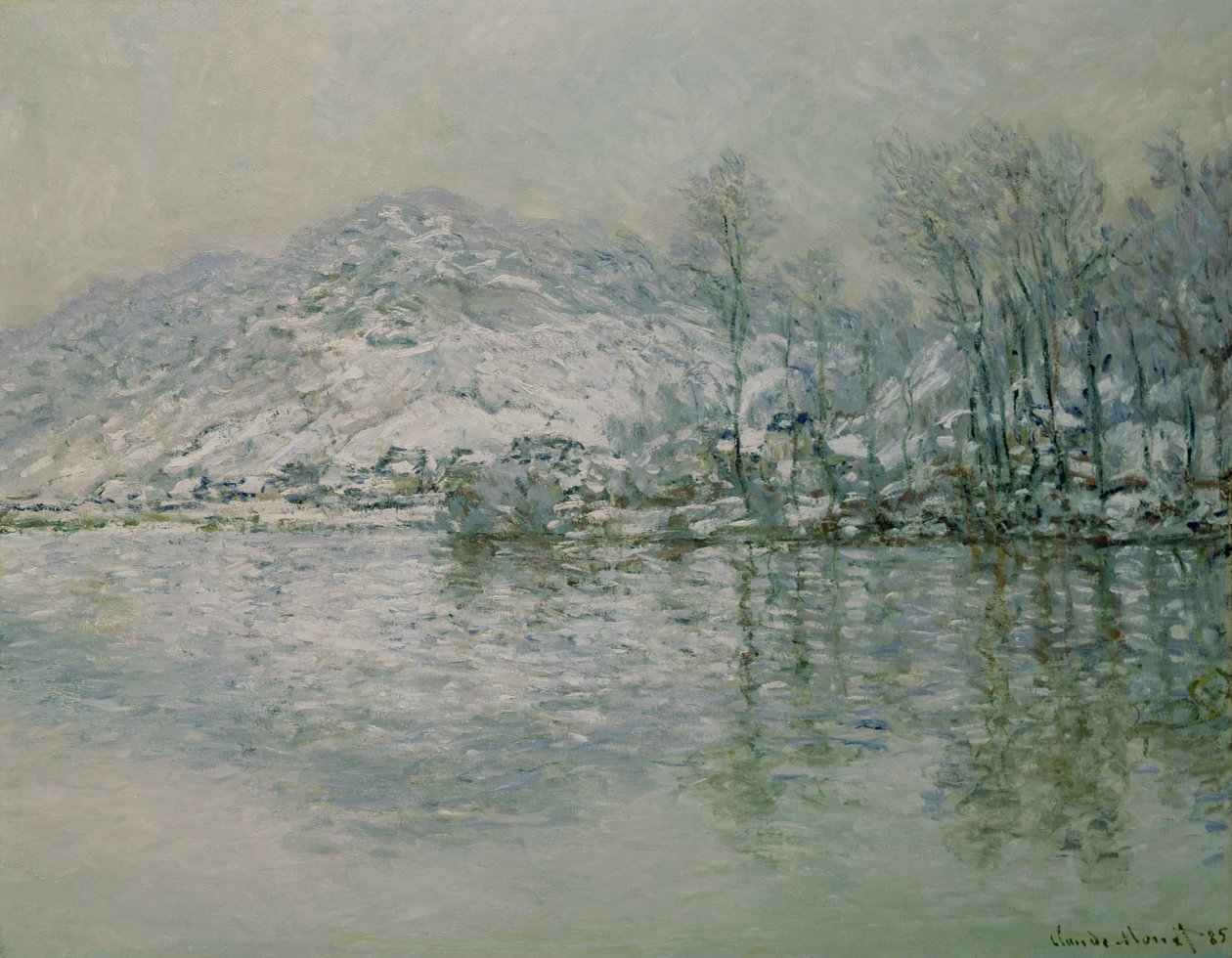 Seine vid Port Villez på vintern, 1885 av Claude Monet