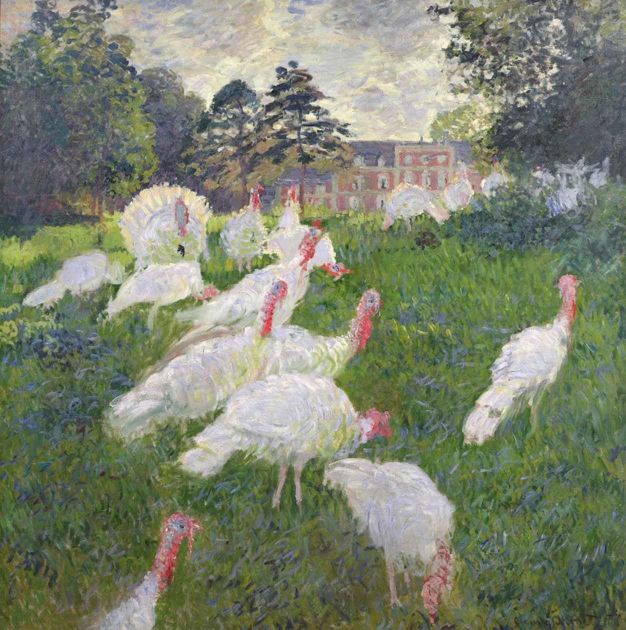 Kalkonerna på Chateau de Rottembourg, Montgeron, 1877 (olja på duk_ av Claude Monet