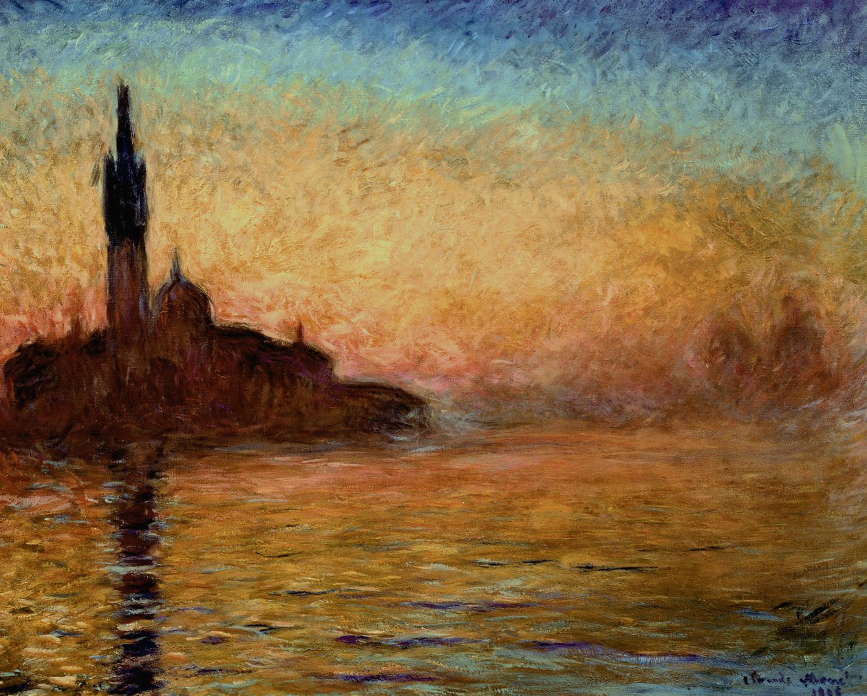 Utsikt över San Giorgio Maggiore, Venedig vid skymningen, 1908 av Claude Monet
