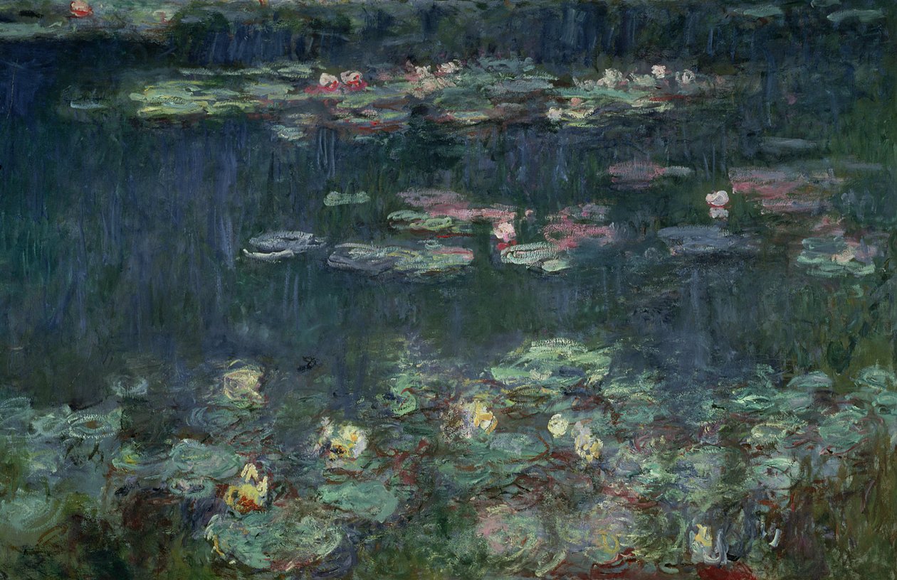 Näckrosor: Green Reflections, 1914-18 (höger sektion) (se även 70302 och 56004) av Claude Monet