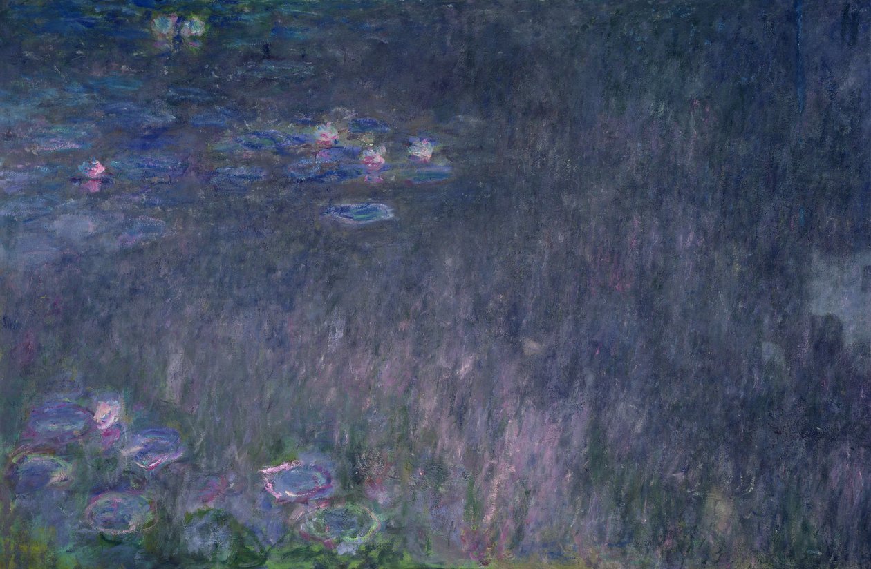 Näckrosor: Reflections of Trees, detalj från vänster sida, 1915-26 av Claude Monet