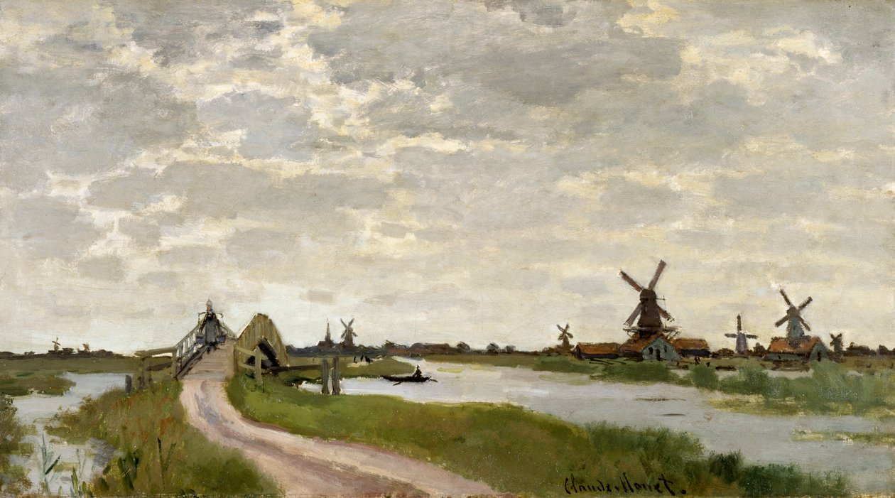 Windmills Near Zaandam av Claude Monet