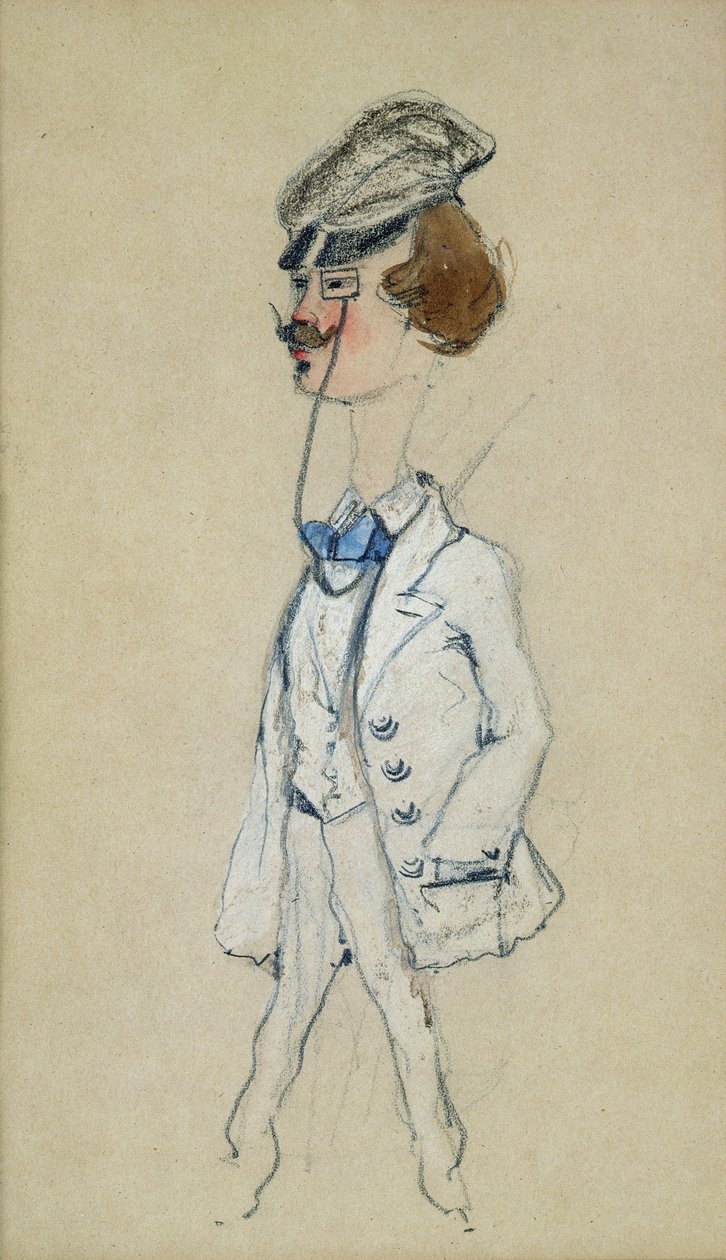 Ung man med en monokel, 1857 (pastell och wc på papper) av Claude Monet
