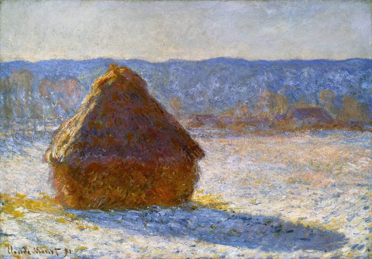 grainstack in the morning snow effect av Claude Monet