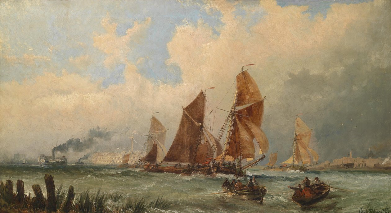 Schiffe am Hafen von Portsmouth av Claude T. Stanfield Moore