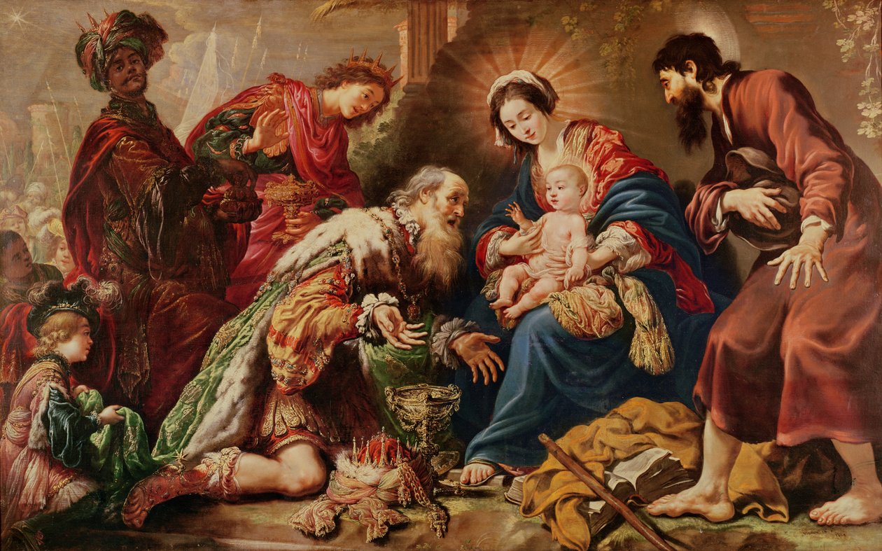 Tillbedjan av Magi, 1624 av Claude Vignon
