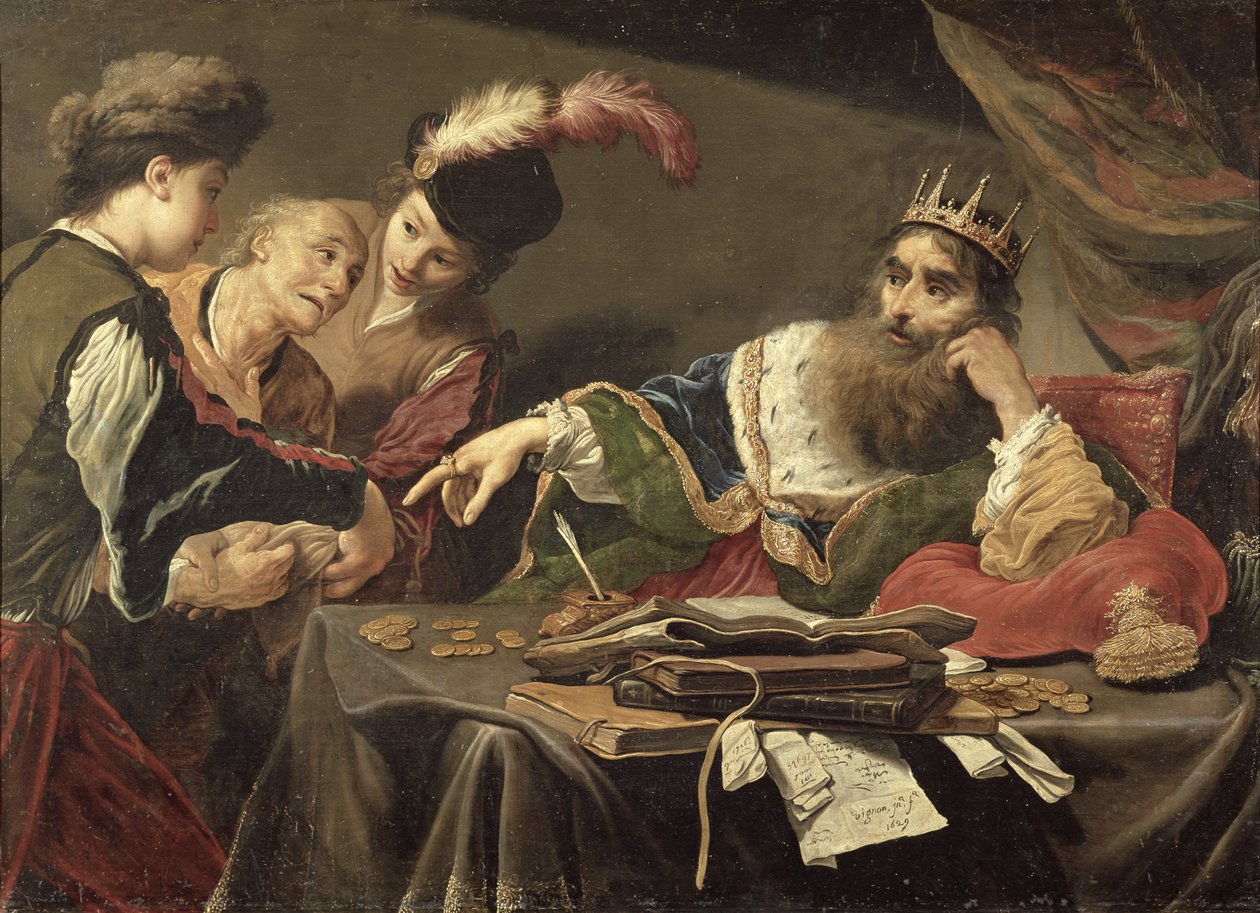 Croesus tar emot en hyllning från en lydisk bonde, 1629 av Claude Vignon