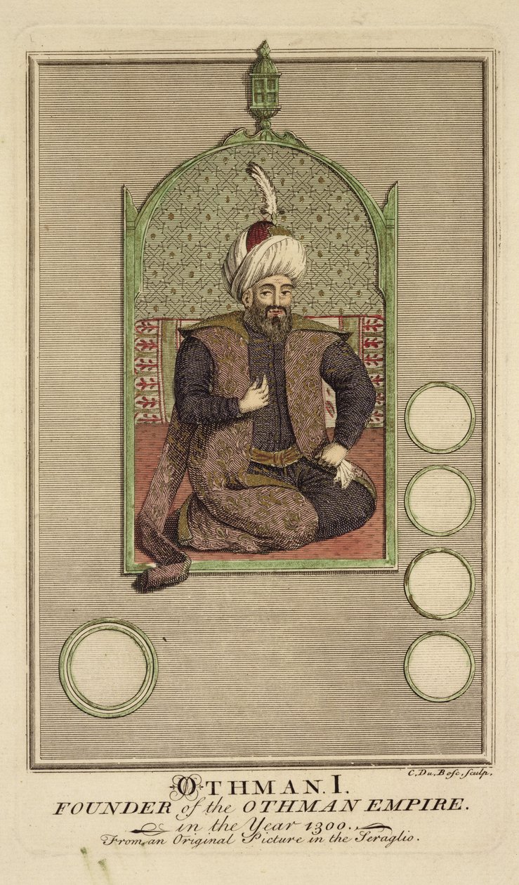 Osman I (1259-1326) grundare av det osmanska riket år 1300, från en originalbild i seraglio av Claude du Bose