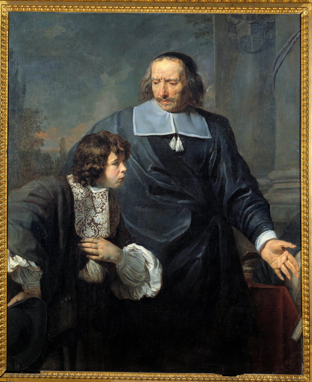 En lärare och hans elev. Målning av Claude Lefebvre (1632-1675) av Claude (after) Lefebvre