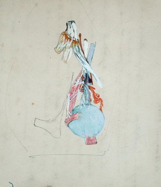 Nervsystemet i huvudet på en katt, 25 maj 1842 (penna och akvarell på papper) av Claude Bernard