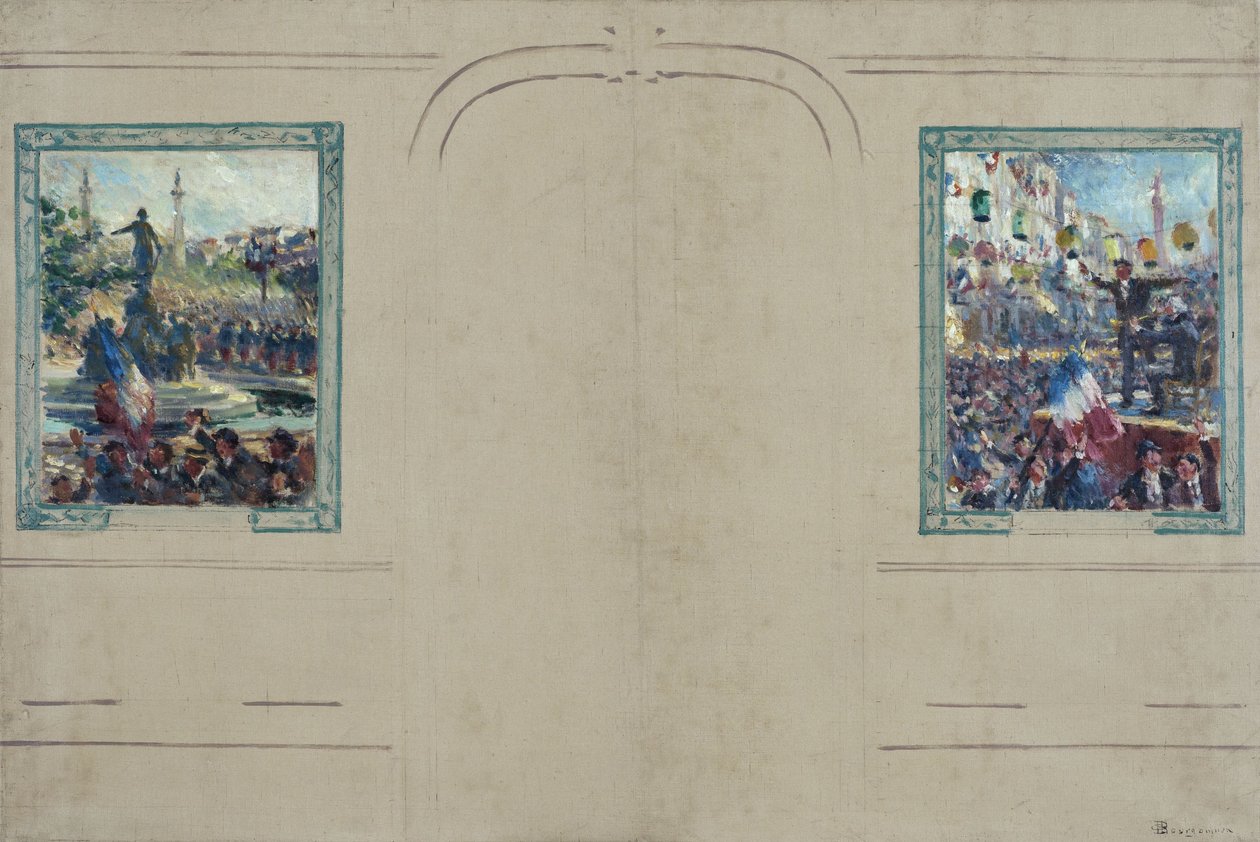 Skiss till stadshuset i Paris 12:e arrondissement: Place de la Nation. Place de la Bastille, cirka 1910 (olja på duk) av Claude Charles Bourgonnier