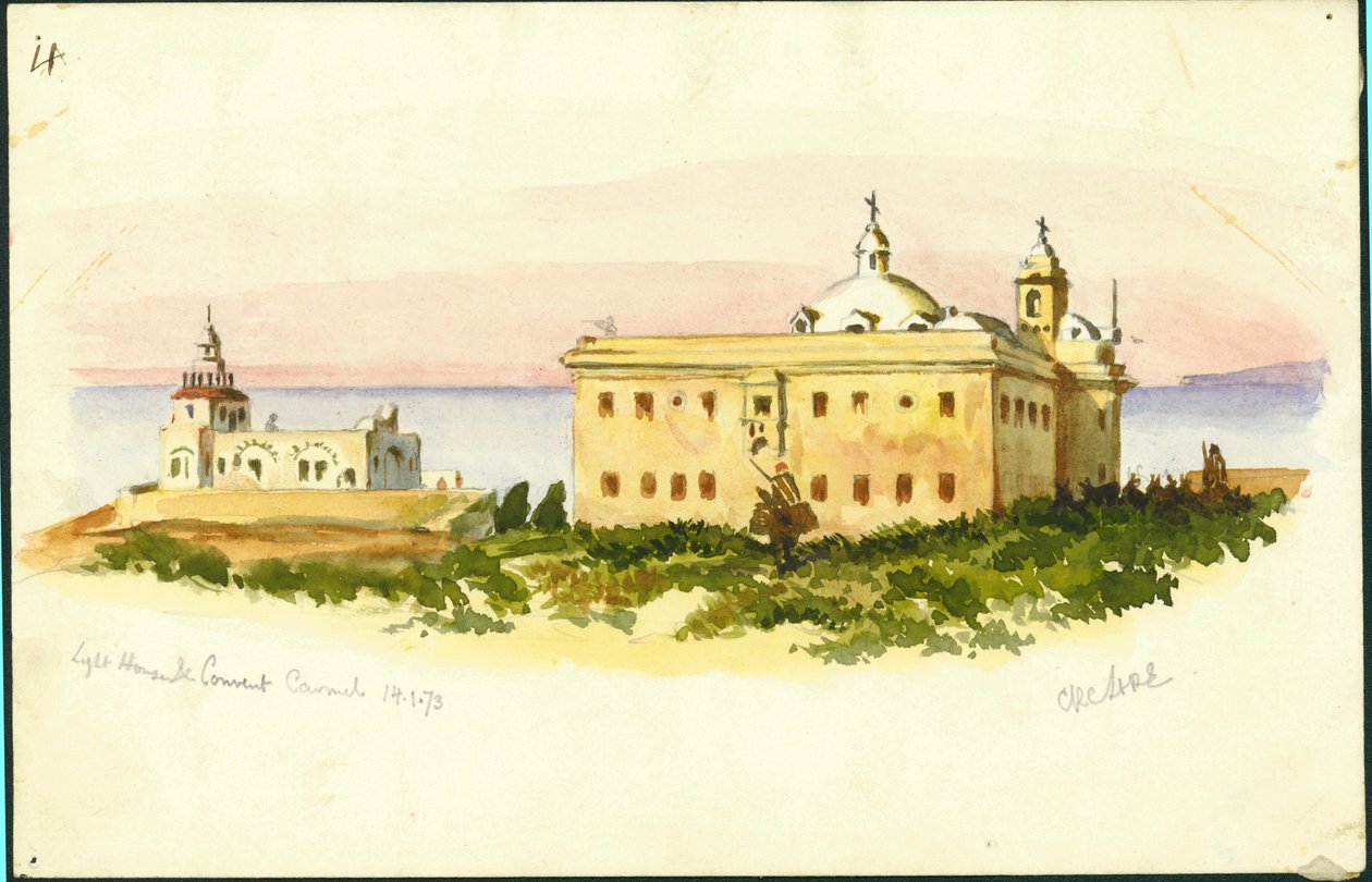 Light House and Convent, Carmel, 1873 (vi undrar penna på papper) av Claude Conder