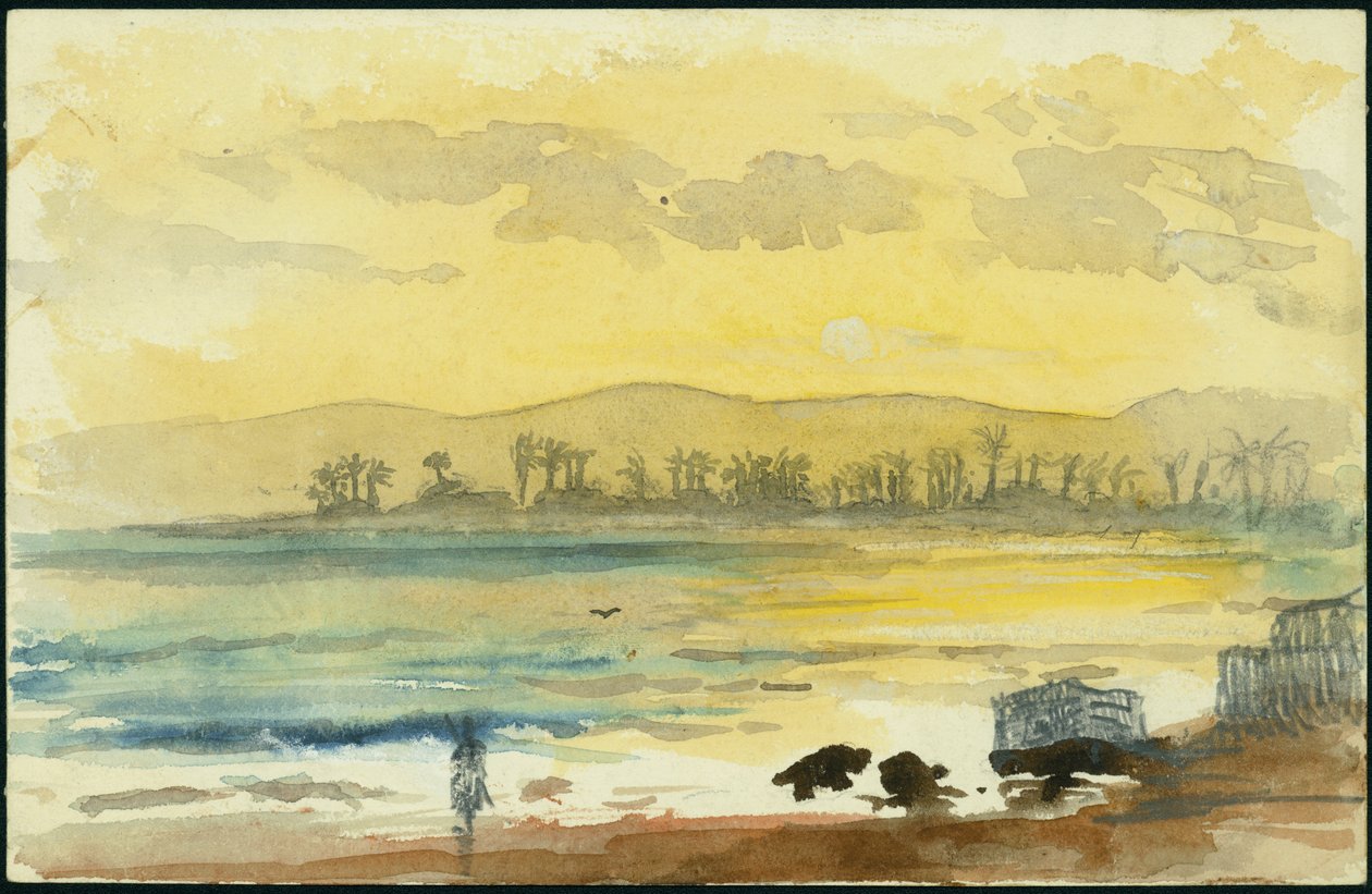 Soluppgång nära Haifa, 1872 (wc och penna på papper) av Claude Conder