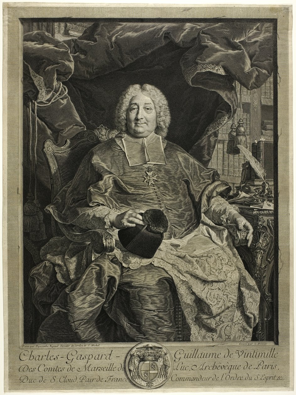 Porträtt av Charles-Gaspard-Guillaume de Ventimiglia, ärkebiskop av Paris av Claude Drevet