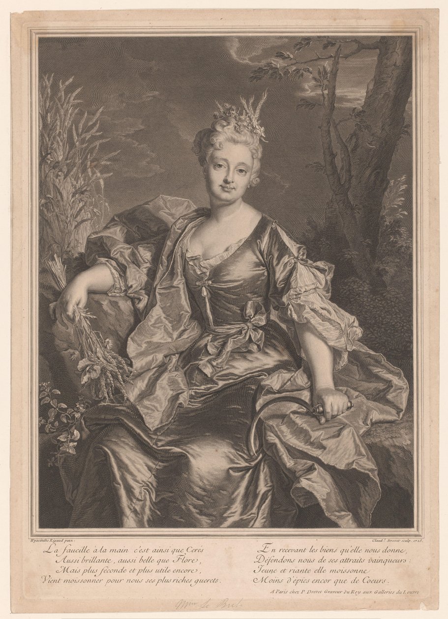 Porträtt av Marguerite Henriette de La Briffe Le Bret som Ceres av Claude Drevet