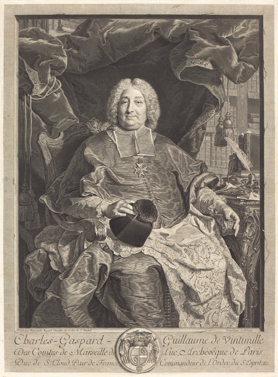 Charles-Gaspard-Guillaume de Ventimiglia du Luc, ärkebiskop av Paris av Claude Drevet after Hyacinthe Rigaud