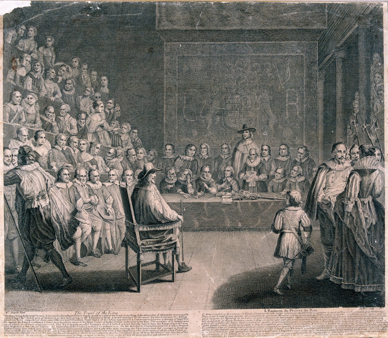 Rättegång mot kung Charles I, Palace of Westminster, c1725 av Claude Dubosc