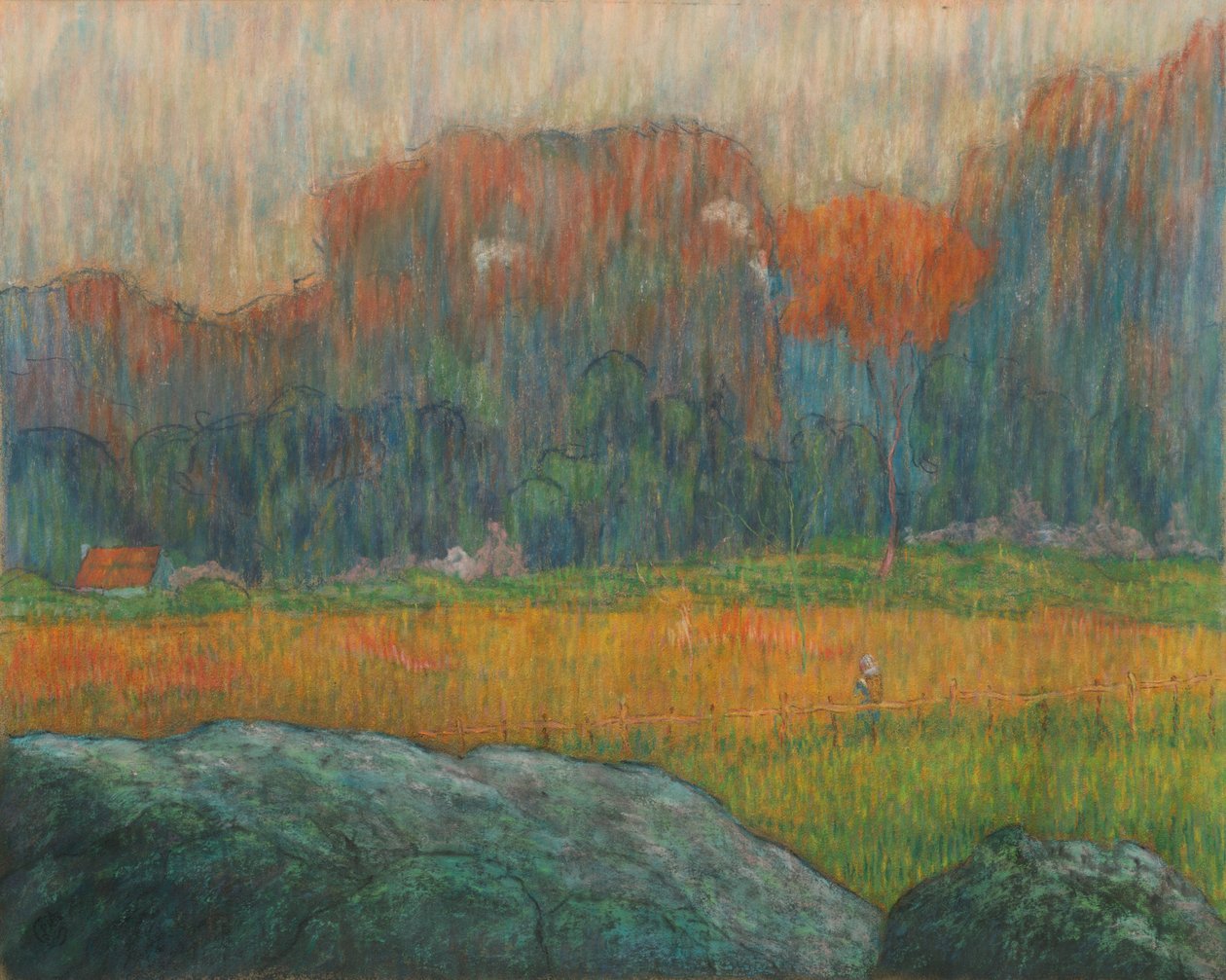 Landskap med figur och hus av Claude Emile Schuffenecker