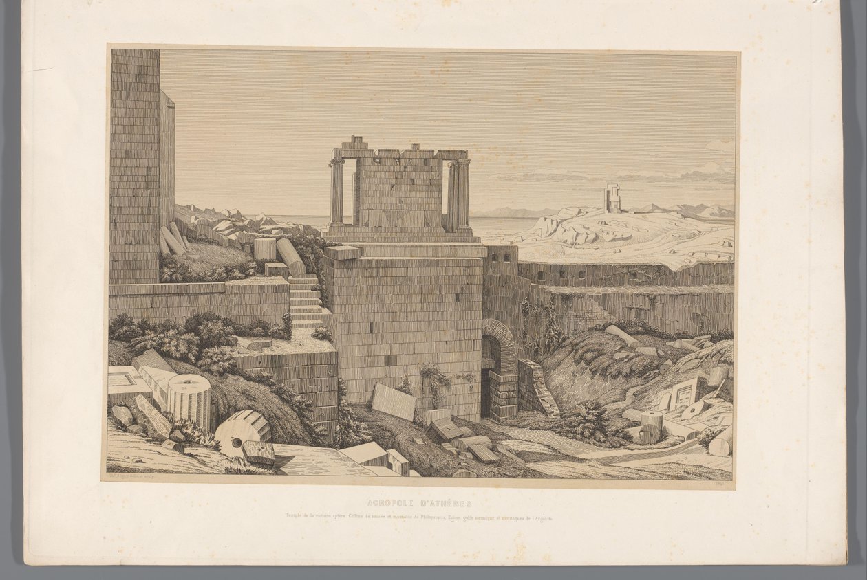 Utsikt över Akropolis van Athene Akropolis i Aten (titel på objekt) Utsikt över de mest kända platserna i det antika Grekland (...) (serietitel) av Claude Félix Théodore Caruelle d