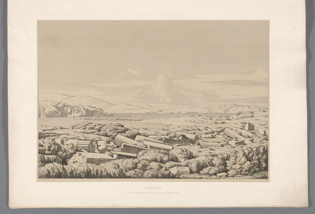 Utsikt över Cycladen Kykladerna (titel på objekt) Utsikt över de mest kända platserna i det antika Grekland (...) (serietitel) av Claude Félix Théodore Caruelle d