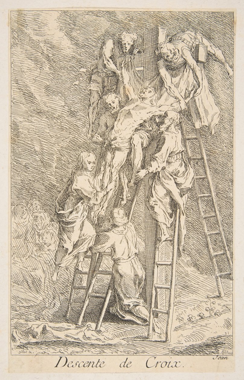 Nedstigning från korset.n.d. Skapare: Claude Gillot, Jacques Gabriel Huquier. av Claude Gillot, Jacques Gabriel Huquier