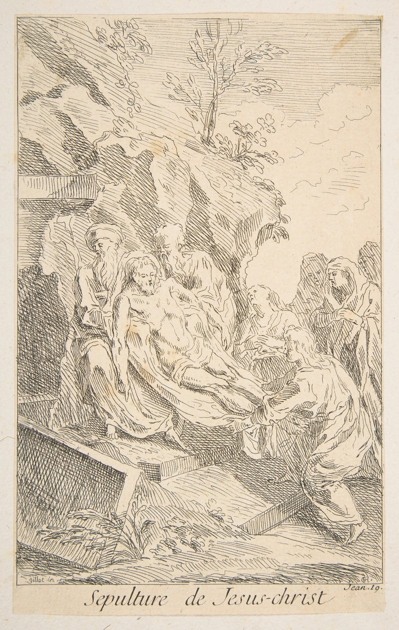 Kristi gravläggning.n.d. Skapare: Claude Gillot, Jacques Gabriel Huquier. av Claude Gillot, Jacques Gabriel Huquier