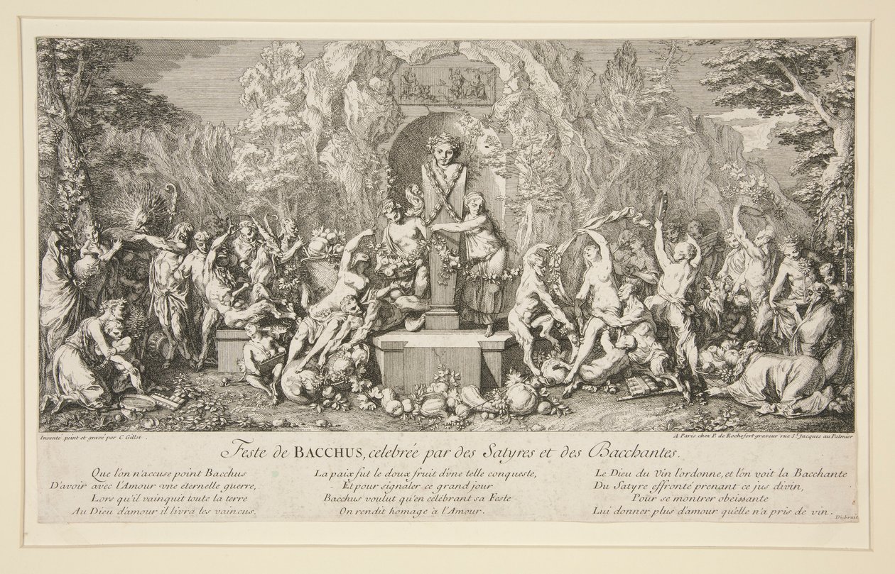 BACCHUS-festen, firad av Satyrs och Bacchantes av Claude Gillot
