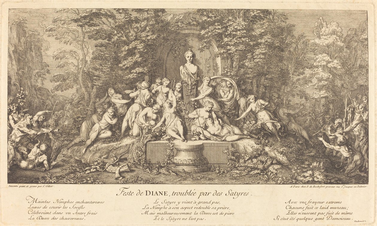 Feste de Diane, Troublee par des Satyres (Feast of Diana Disrupted by Satyrs) av Claude Gillot