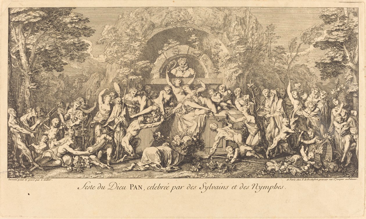 Feste du Dieu Pan, celebree par des Sylvains et des Nymphes (Gudens fest som firas av Sylvans och nymfer) av Claude Gillot