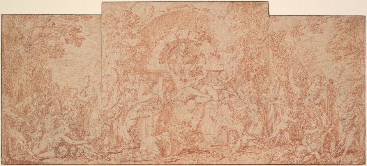 Studie för Festival of the God Pan (La Fete du Dieu Pan) av Claude Gillot