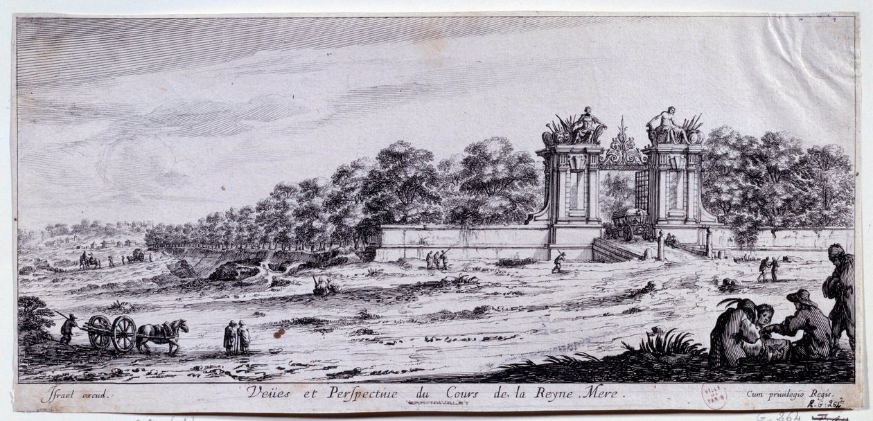 Utsikt och perspektiv av Cours de la Reine Mere Denna promenad skapades 1616 nära Place de l