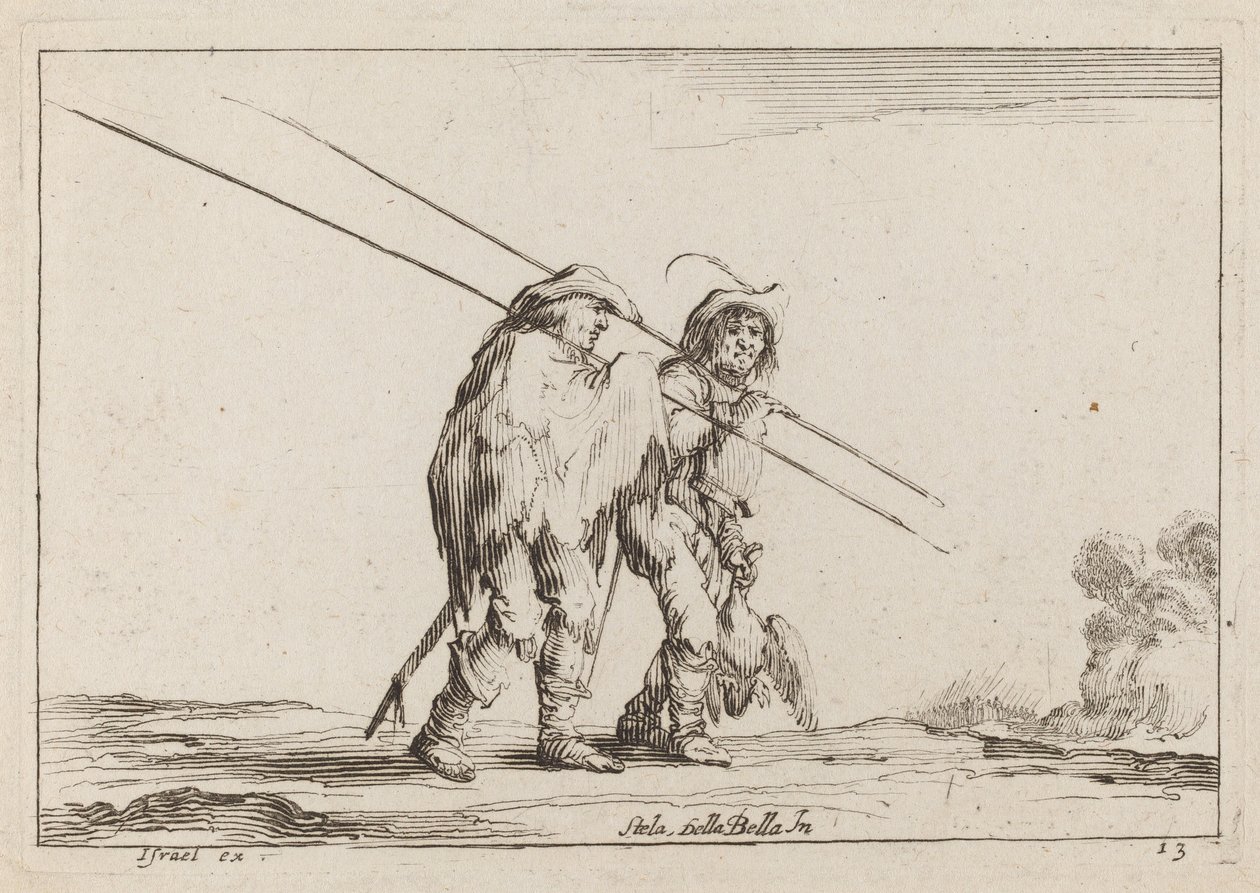 Två Pikemen som reser till fots av Claude Goyrand after Stefano Della Bella