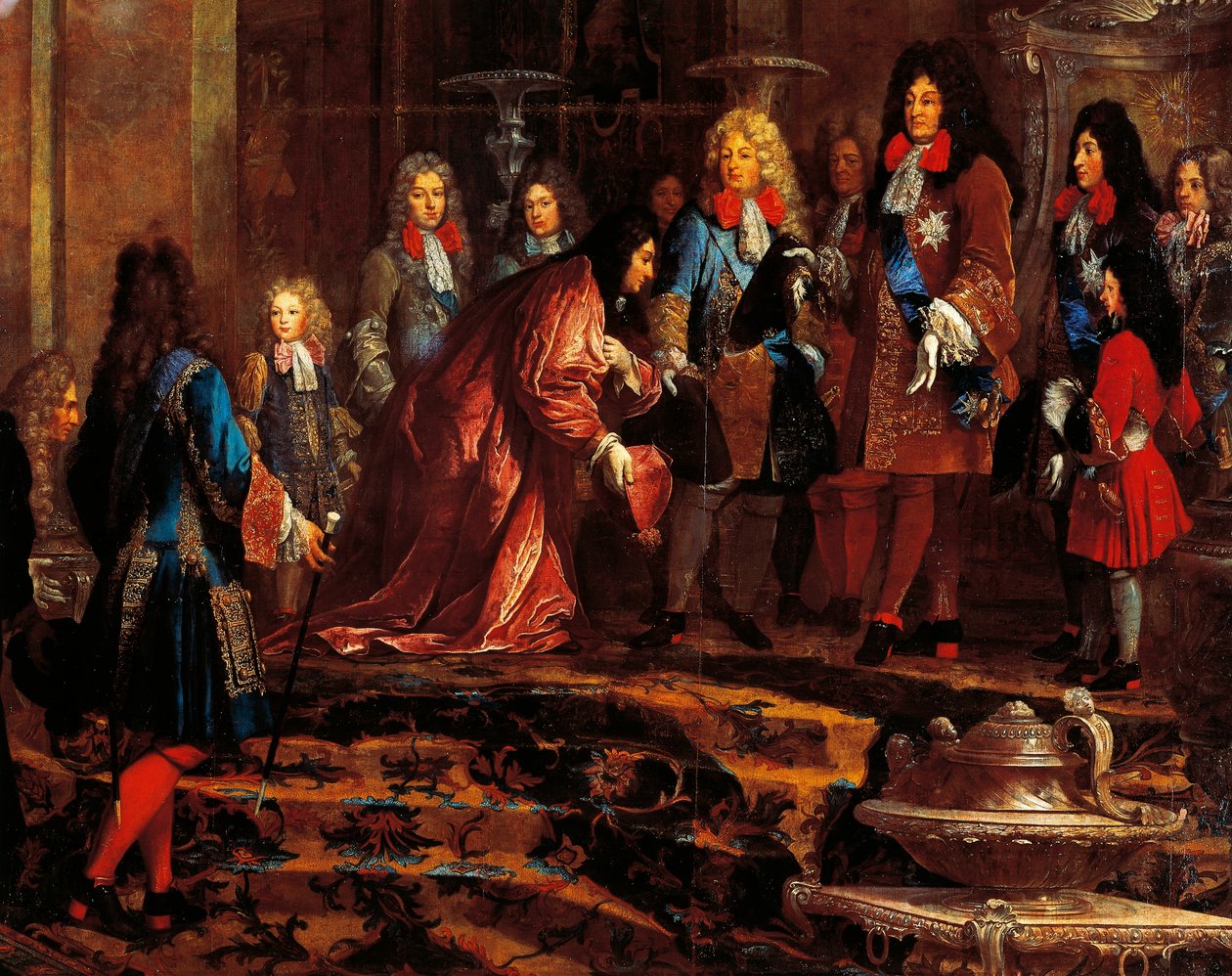 Ludvig XIV tar emot underkastelse, doge av Genua i maj 1685, målning av Claude-Guy Halle (1652 till 1736), c.1710 (olja på duk) av Claude Guy Halle