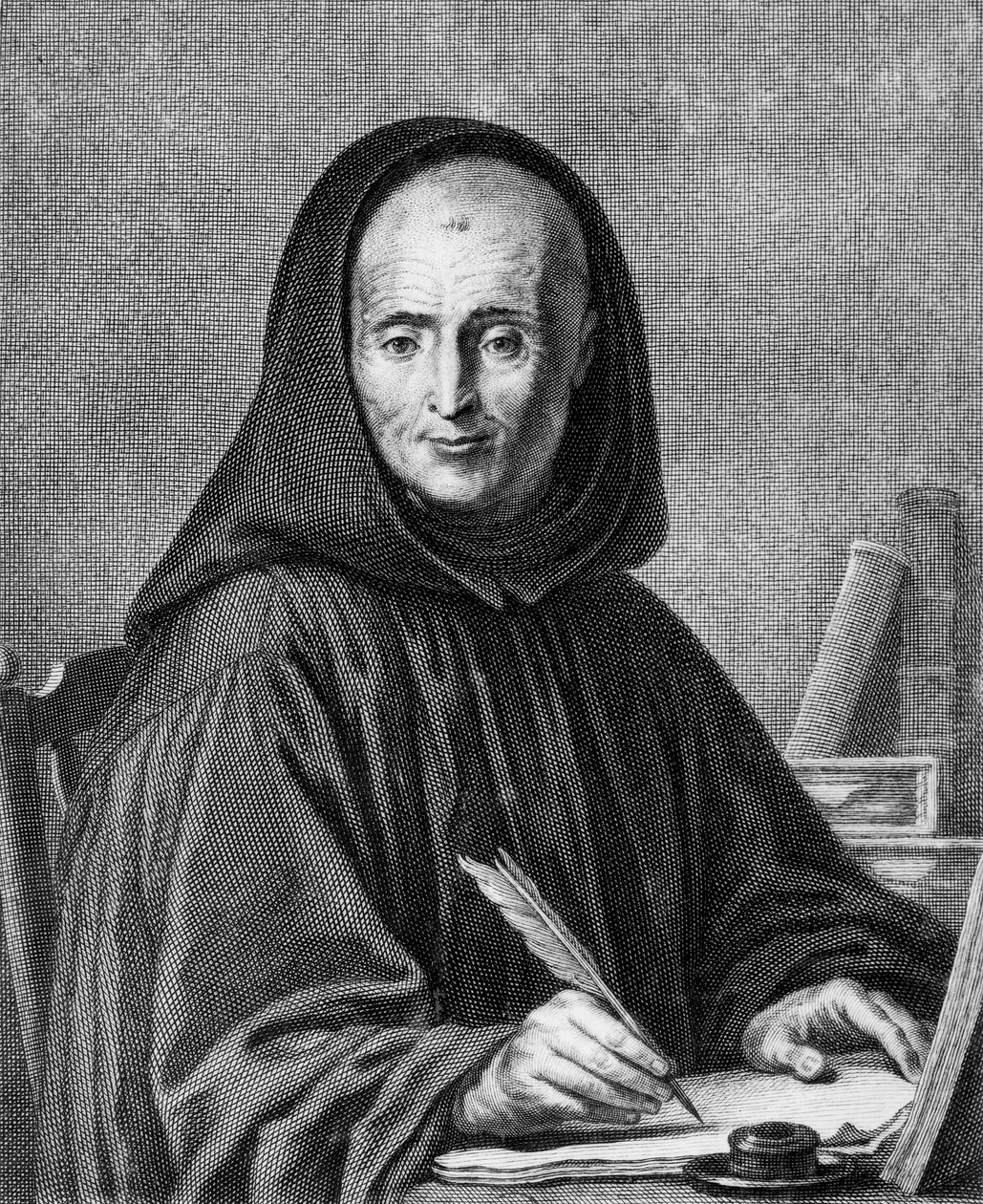 Porträtt av Jean Mabillon (1632-1707) graverad av Alexis Loir (1640-1713) av Claude Guy Halle