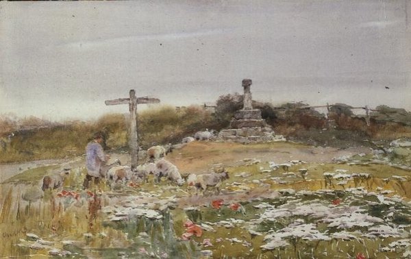 Vid vägskälet (akvarell på papper) av Claude Hayes