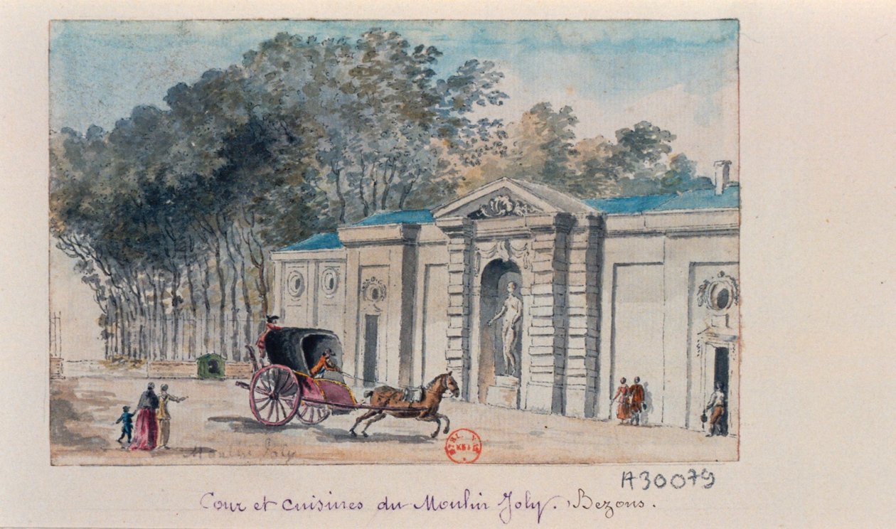 Claude Henri Watelet - Innergården och köken på Moulin Joly av Claude Henri Watelet