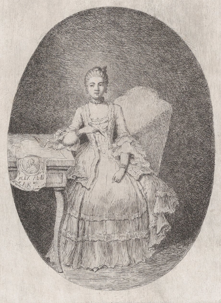 Porträtt av Marguerite Le Comte, 1764. av Claude Henri Watelet