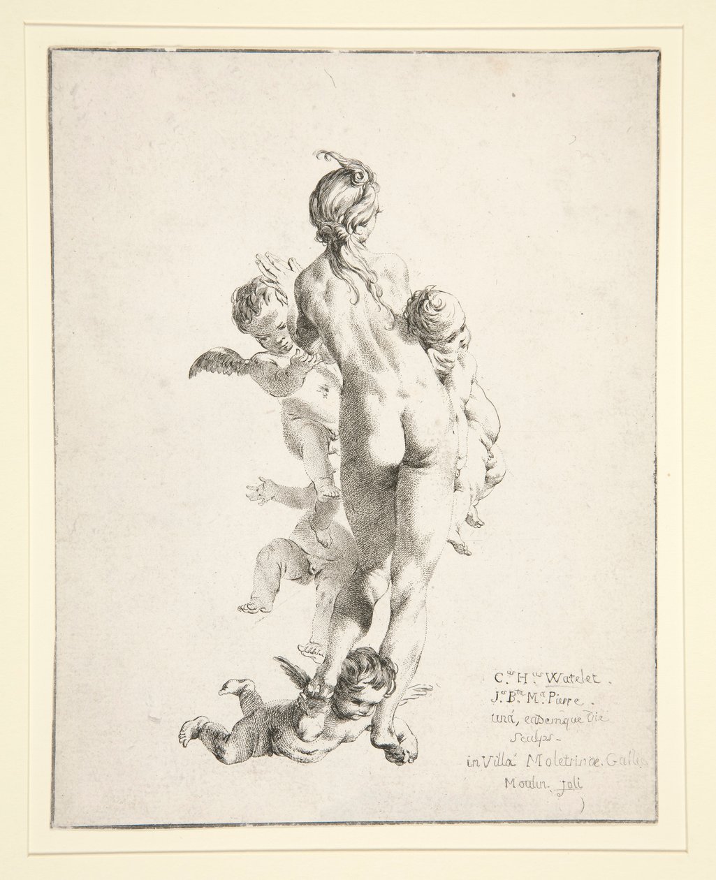 Namnlös (kvinnlig naken med putti) av Claude Henri Watelet
