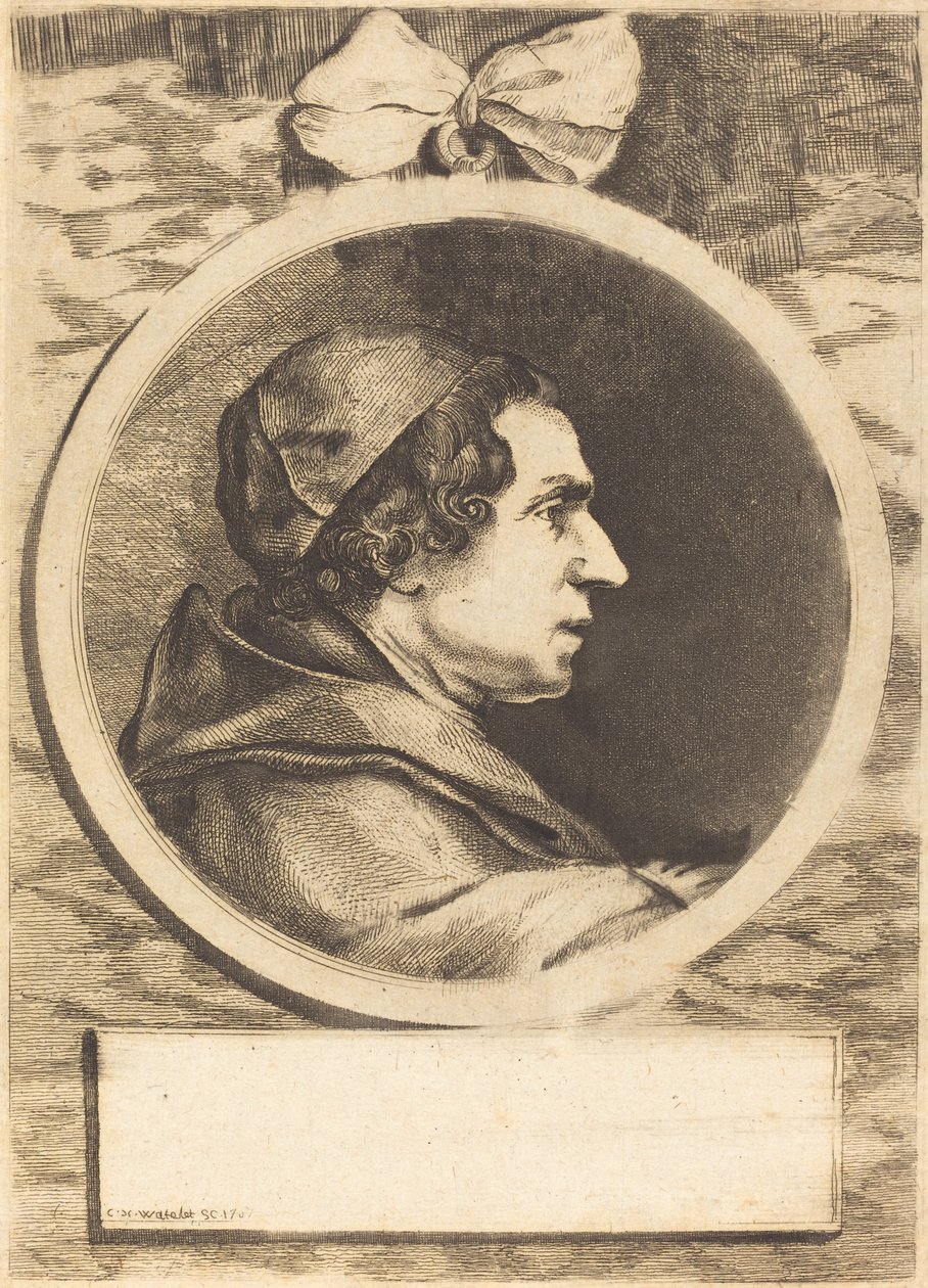 Porträtt av en abbot av Claude Henri Watelet after Charles Nicolas Cochin II