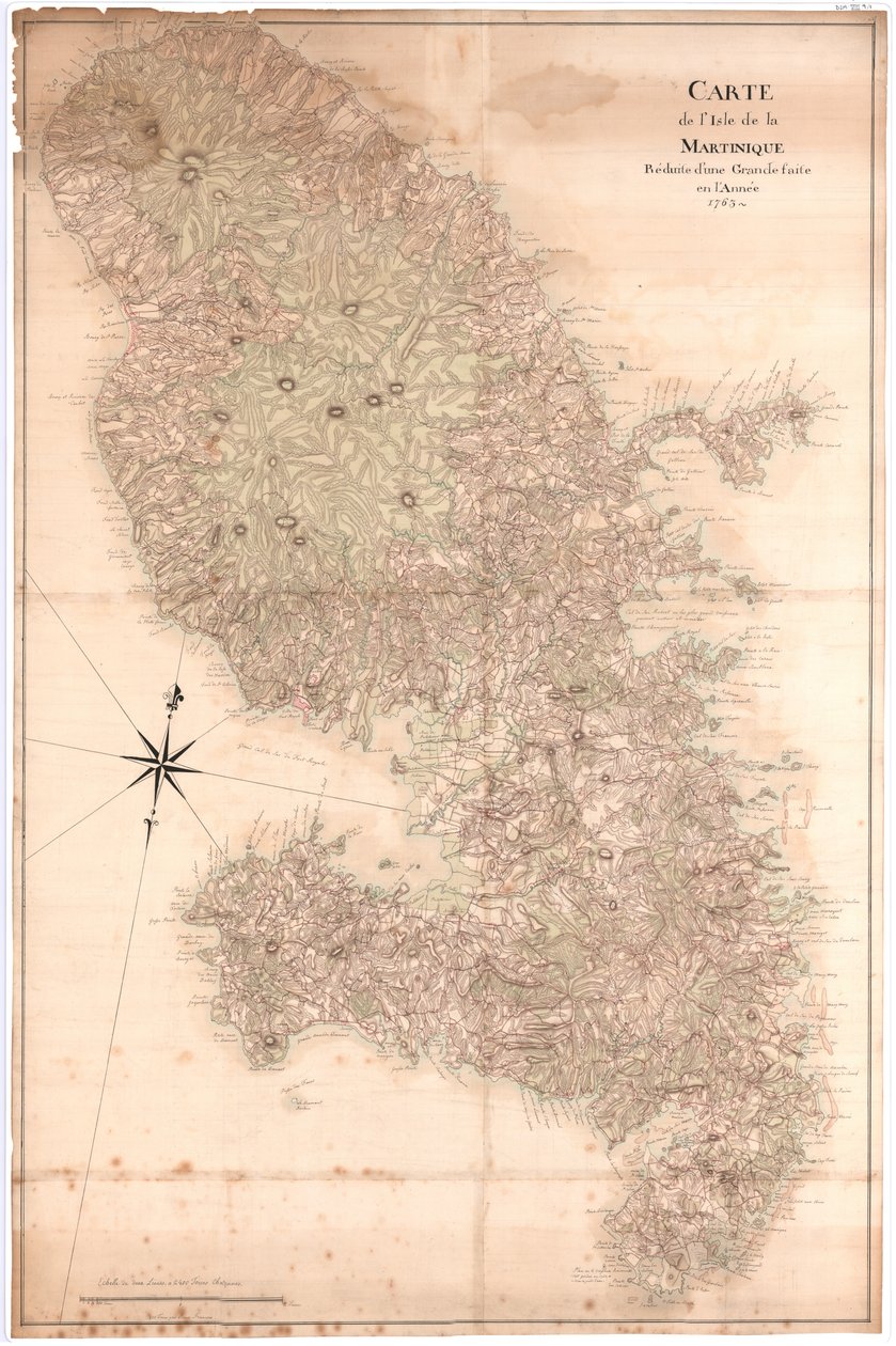 Karta över ön Martinique reducerad till en stor gjord år 1763, nd [1797] (manuskript) av Claude Joseph Sauthier