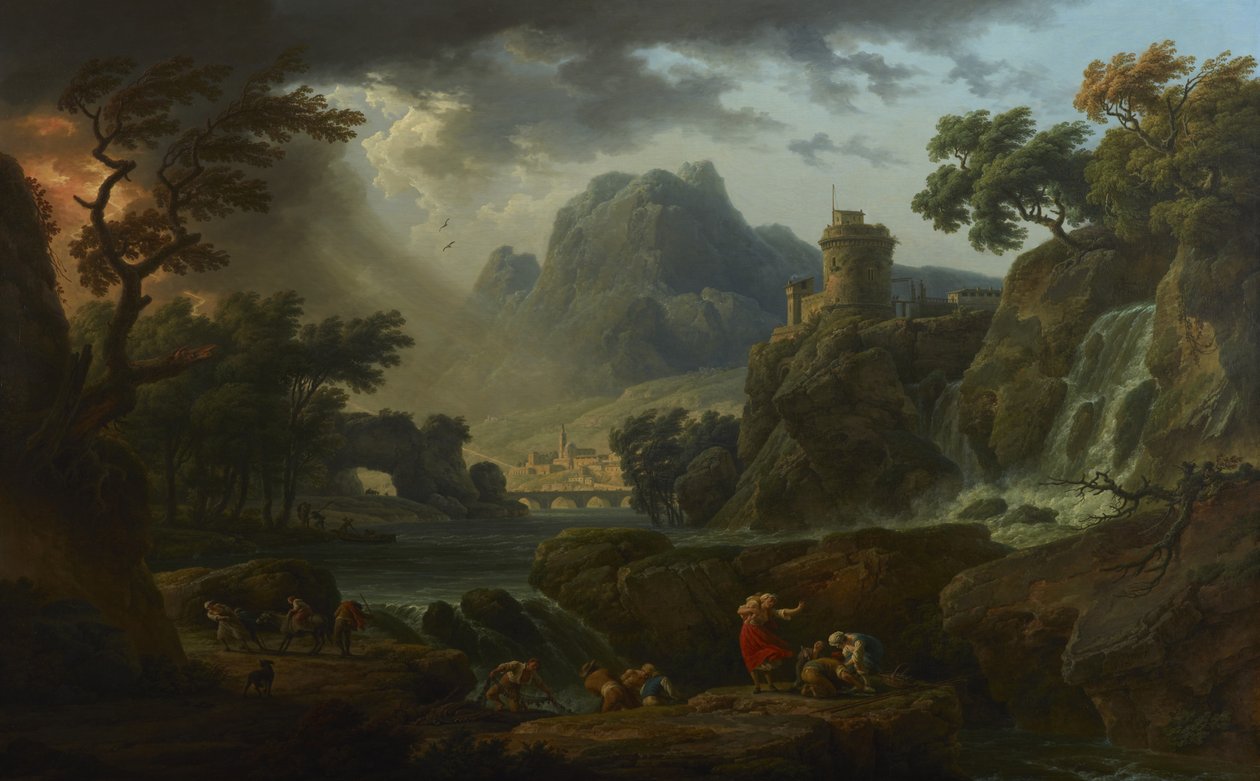 Ett bergslandskap med en annalkande storm av Claude Joseph Vernet