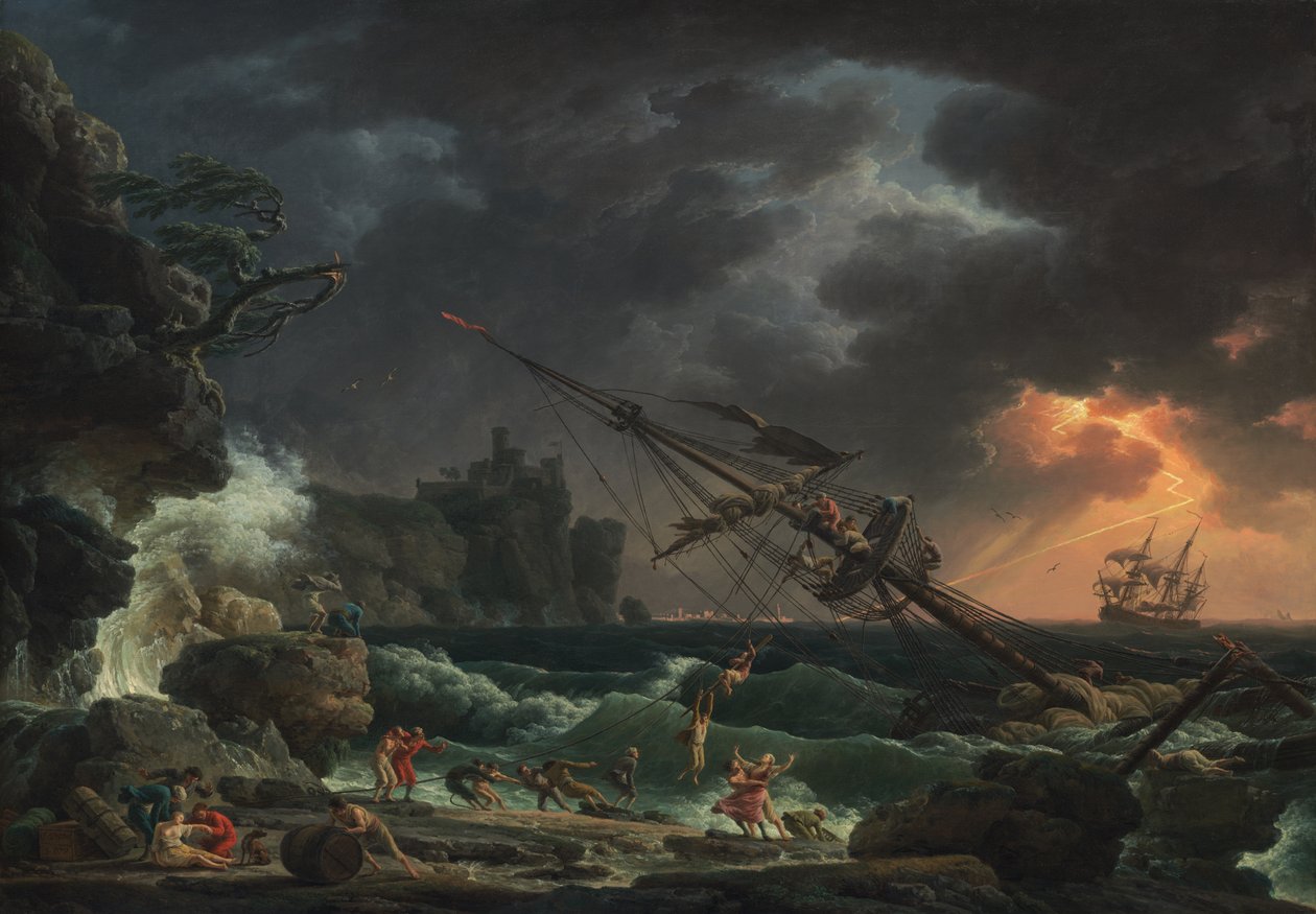 Ett skeppsbrott i stormigt hav (Tempete) av Claude Joseph Vernet