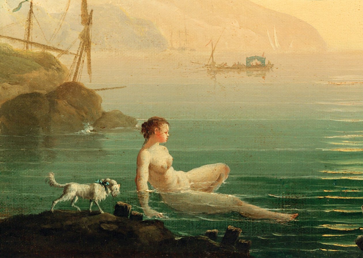 Badande flickor vid havsstranden ... (målning på duk) av Claude Joseph Vernet
