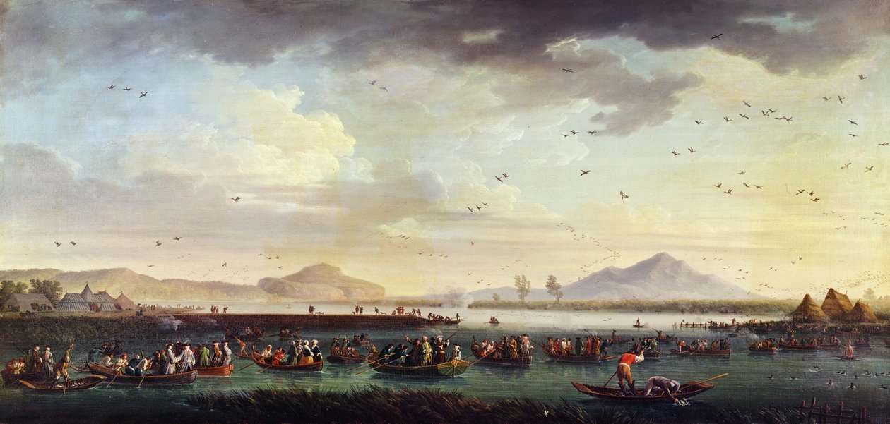 Karl III av Bourbon, kung av Sapin och av kungariket av två-Sicilierna Ankakt vid sjön Patria 1746, 1749 av Claude Joseph Vernet